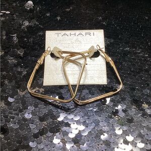Tahari Gold Geometric Hoop Earrings